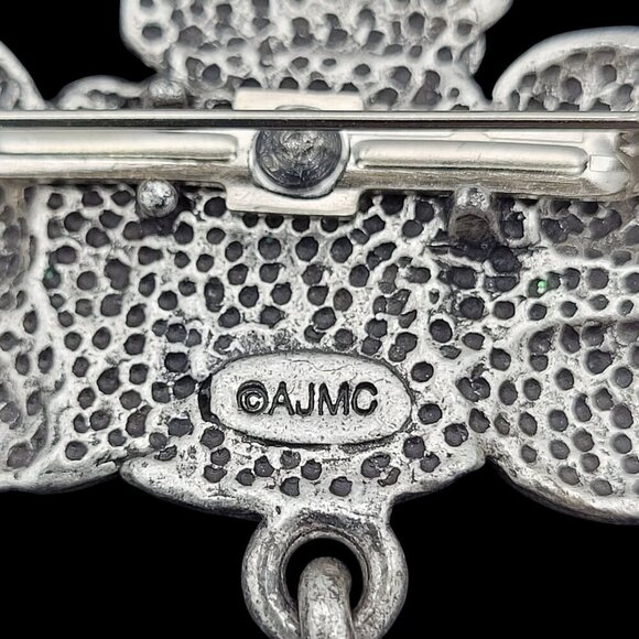 AJMC Snowman Family "Let It Snow" Pewter Enamel Christmas Brooch Pin 1.75" W - Picture 6 of 6